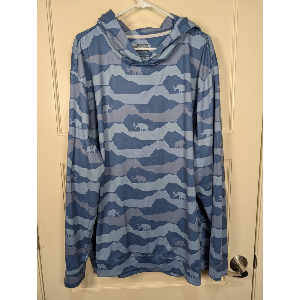 Waggle Mens Performance Hoodie 4XL Blue Mountain Mammoth Camo Pullover Shirt